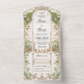 Witte Bloemen Groen Alles In Een Trouwuitnodiging All In One Uitnodiging (Binnen)