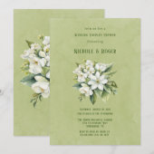 Witte Bloemen Groen Geschilderde Bruiloft Koppels  Kaart (Voorkant / Achterkant)