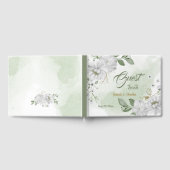 witte bloemen groen goud gastenboek (Volledig)