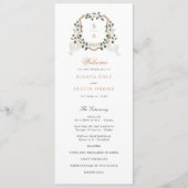 Witte Bloemen Groen Ivy Crest Sage Bruiloft Programma (Voorkant)