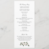 Witte Bloemen Groen Ivy Crest Sage Bruiloft Programma (Achterkant)