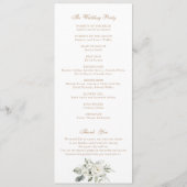 Witte Bloemen Groen Sage Monogram Crest Bruiloft Programma (Achterkant)