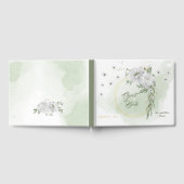 witte bloemen groenachtig goud gastenboek (Volledig)