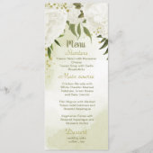 witte bloemen groene bruiloft menu (Voorkant)