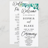 Witte Bloemen Groene Witte Trouwprogramma (Voorkant / Achterkant)