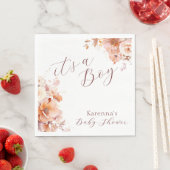 Witte Bloemen Herfst Het is een Jongen Baby showe Servet (Insitu)