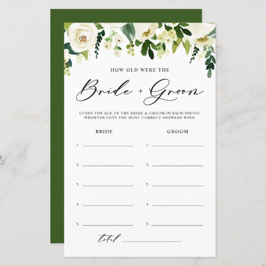 Witte bloemen hoe oud de bruid- en bruinkoolKaart (Voorkant / Achterkant)