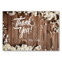 Witte Bloemen Houten Textuur Trouwen Dank u Kaarte
