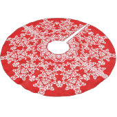 Witte Bloemen Kant Rode Damasks Kerstboom Rok (Gekanteld)