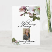 Witte bloemen Magnolia begrafenisprogramma Programma (Voorkant)