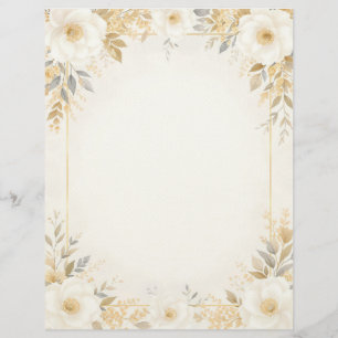 Witte bloemen met gouden accenten briefpapier briefhoofd