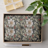 Witte bloemen met Holly & Rode bessen Tissuepapier (Geschenk)