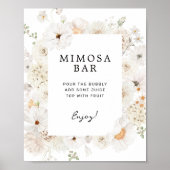 Witte Bloemen Mimosa Bar Teken Poster (Voorkant)