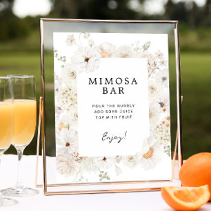 Witte Bloemen Mimosa Bar Teken Poster