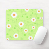 Witte bloemen - Mousepad Muismat (Met muis)
