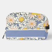 Witte bloemen op blauw toilettasje (Achterkant)