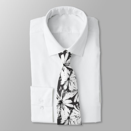 Witte bloemen op donkergrijs stropdas (Gebonden)