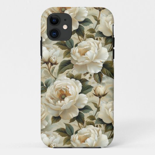 Witte bloemen op een crème achtergrond. Case-Mate iPhone case (Achterkant)