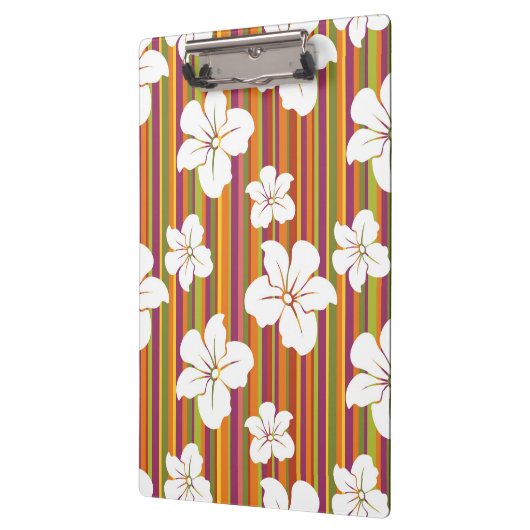 Witte bloemen op een gestreepte achtergrond klembord (Links)