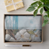 Witte bloemen op het strand olieverfschilderij tissuepapier (Geschenk)