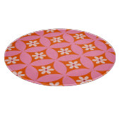 Witte bloemen op midden eeuw roze cirkels patroon snijplank (Hoek)