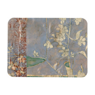 Witte bloemen op Newsprint Achtergrond Magneet