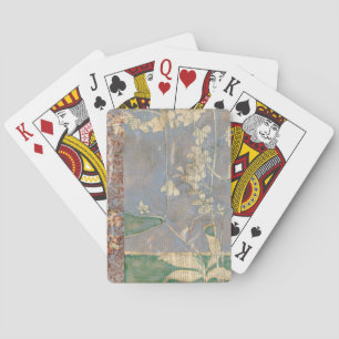 Witte bloemen op Newsprint Achtergrond Pokerkaarten