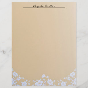 Witte bloemen op Tan Letterhead Briefhoofd