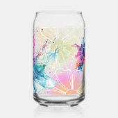 Witte bloemen op Waterverf Splashes Set Blikvorm Glas (Achterkant)