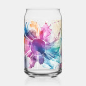 Witte bloemen op Waterverf Splashes Set Blikvorm Glas (Links)