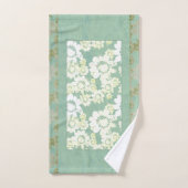 Witte bloemen op Zee-groene badhanddoeken Bad Handdoek (Handdoek)