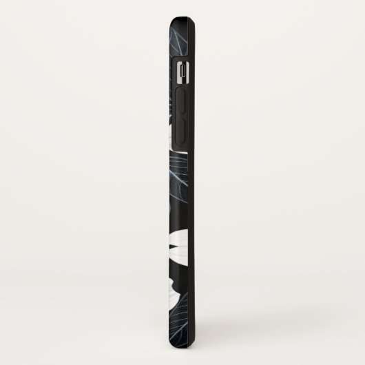 Witte bloemen op zwart Monogram Elegant Case-Mate iPhone Case (Achterkant/links)