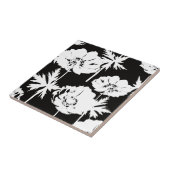 Witte bloemen op zwart. tegeltje (Zijkant)