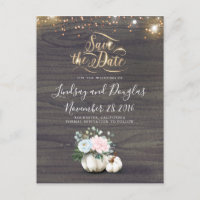 Witte Bloemen Pompoen Rustieke Herfst Save the Dat