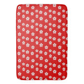 Witte bloemen rood badmat (Voorkant Verticaal)