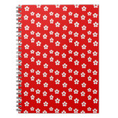 Witte bloemen rood notitieboek (Voorkant)