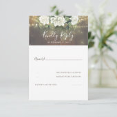 Witte Bloemen Rustieke Land Bruiloft RSVP (Staand voorkant)