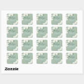 Witte Bloemen Salie Groene Wolkenpatroon Gouden Ci Vierkante Sticker (Vel)