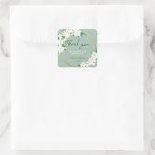 Witte Bloemen Salie Groene Wolkenpatroon Gouden Ci Vierkante Sticker (Tas)
