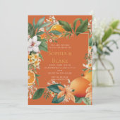 Witte bloemen, Sinaasappels en Grieks Oranje huwel Kaart (Staand voorkant)