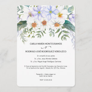 Witte Bloemen Spaanse bruiloft uitnodiging