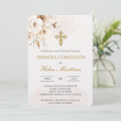 Witte bloemen Spaanse doop Kaart (Staand voorkant)