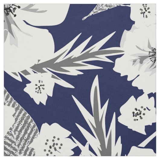 Witte bloemen. stof (Swatch)