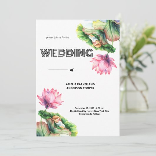 Witte Bloemen Symfonie Bruiloft Kaart (Staand voorkant)