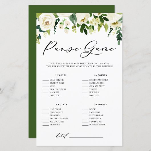 Witte Bloemen Wat Zit Er In Je Tas Shower Kaart (Voorkant / Achterkant)