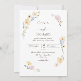 Witte Bloemen Waterverf Huwelijksuitnodiging Kaart