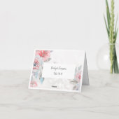 Witte Bloemen waterverf roos Bruiloft Gast Kaart (Achterkant)