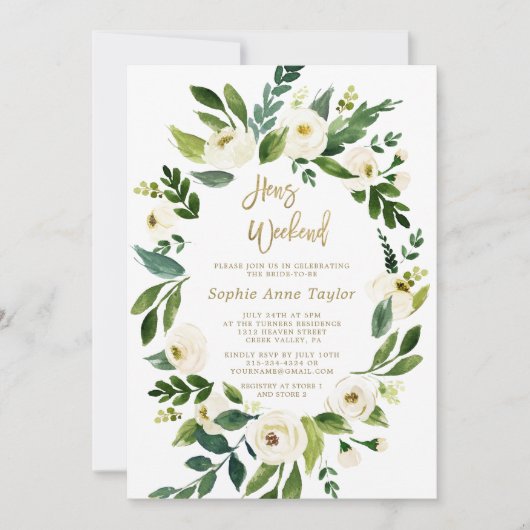 Witte bloemen Weekend Kaart (Voorkant)