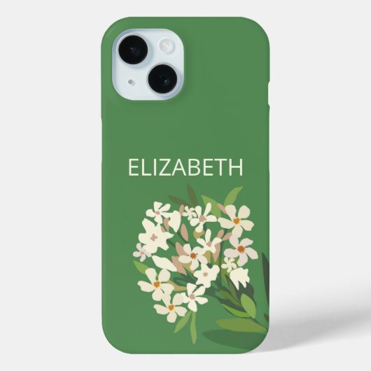 Witte bloemenboeket aangepaste naam Case-Mate iPhone case (Achterkant)