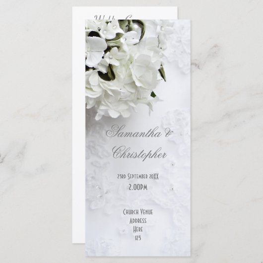 Witte bloemenbruid boeket kerk bruiloft programma (Voorkant / Achterkant)
